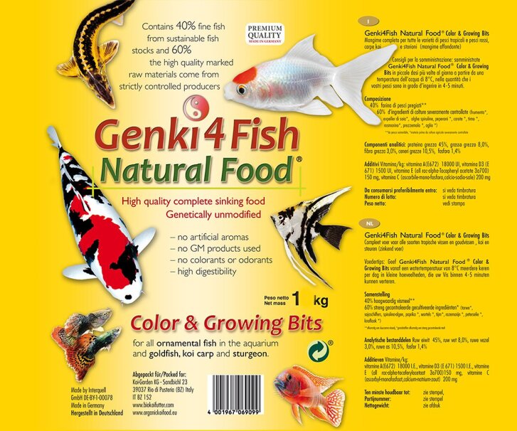 Genki4Fish Color&Grower Bits 4x1 kg - Mangime per Koi e...